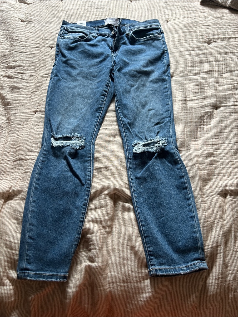 Blue Women's Distressed Knee Jeans